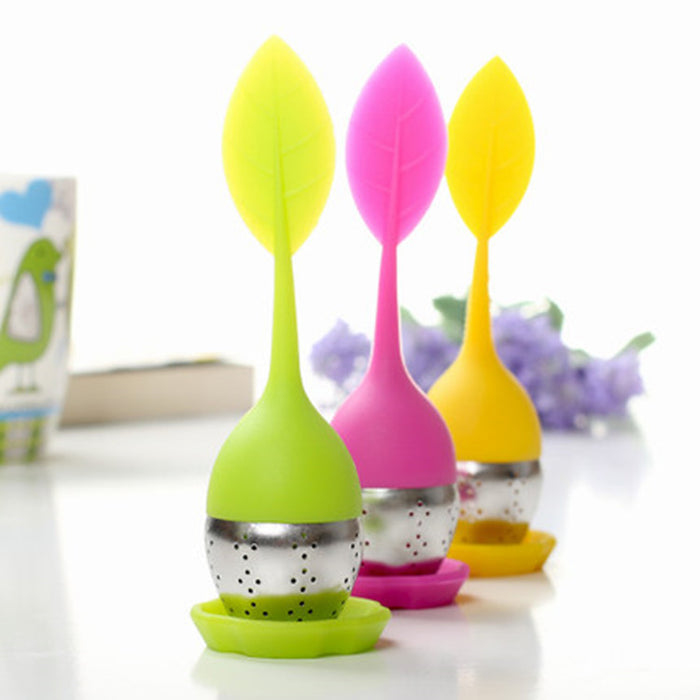 Tea Infuser Stainless Steel with Silicone Leaf - Sunrise Botanics